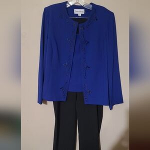 Danny & Nicole Royal Blue and Black Pantsuit Plus Size 14